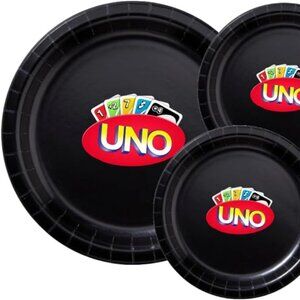Custom Birthday Card Game Party Paper Plates, Black, Large and Small Sizes, 60